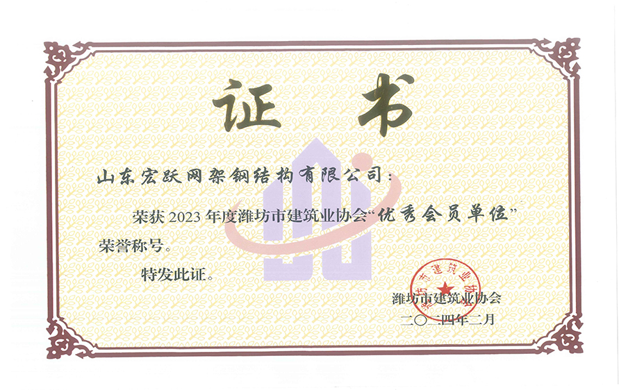 濰坊市建筑業(yè)協(xié)會優(yōu)秀會員單位